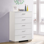 Dulcey White High Gloss 5-drawer Bedroom Chest
