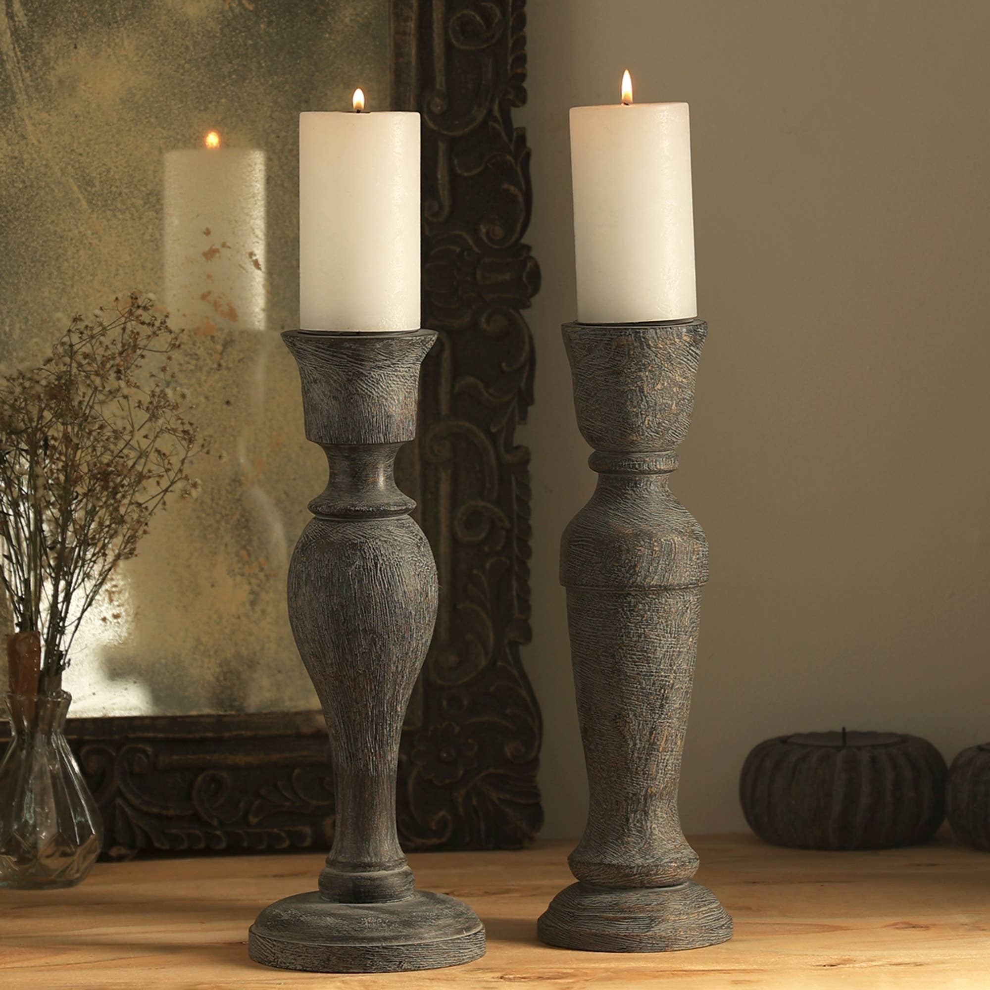 Decorative Wood Centerpiece Candle Holder- 5x15.5'– Elegant Candle Stand for Any Occasion