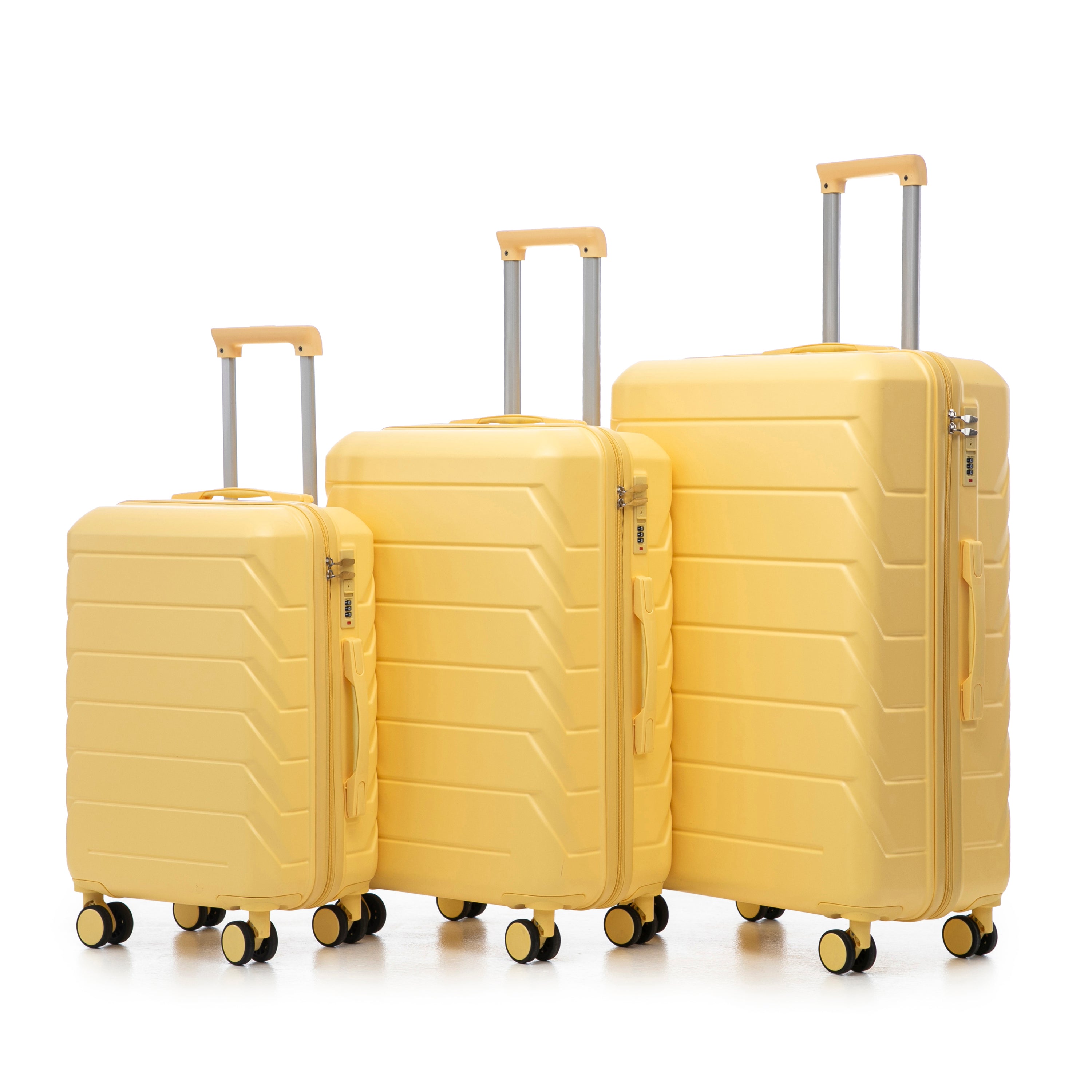 Set 3PCs 20'/24'/28' ABS Spinner Wheel Luggage, Matching Color, with Combination Lock - Yellow