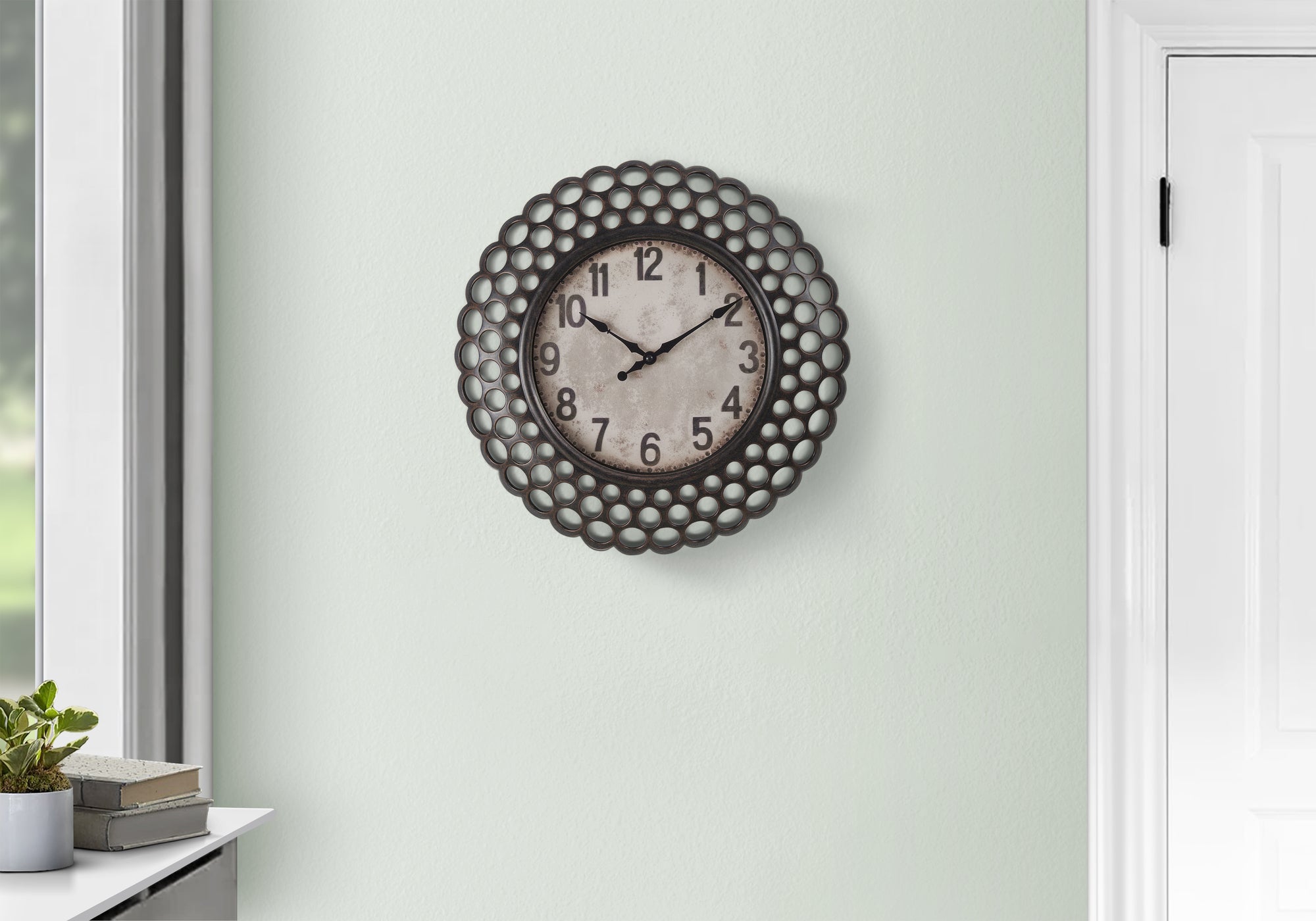 Clocks, 16' Round, Wall Clock, Dark Brown, Transitional