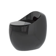 Glossy Black Egg Shape Toilet 1-Piece 1.28 GPF Single Flush Ceramic