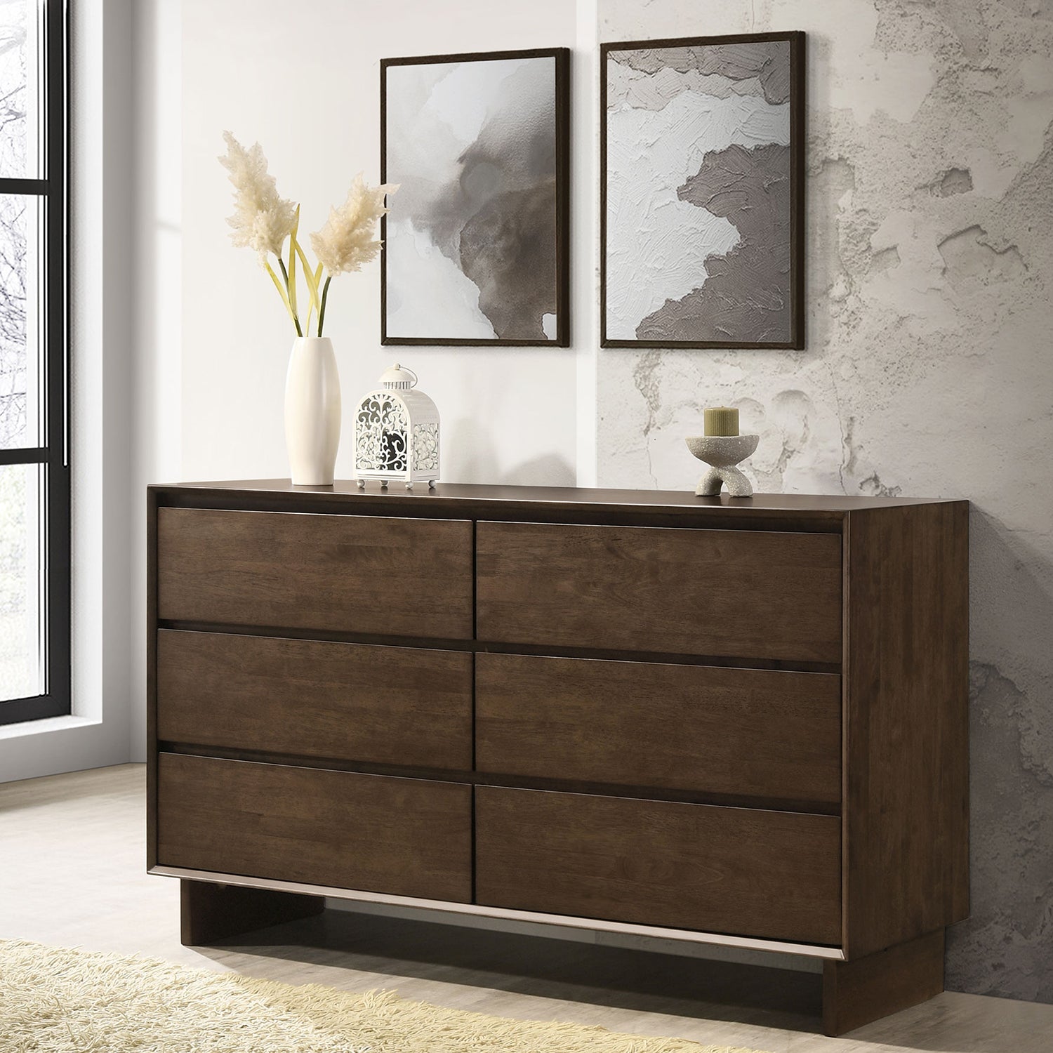Hemlock Warm Brown 6-drawer Dresser Cabinet
