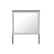 Avery Beige Mirror with Sleek Wood Frame - Large Scale Mirror for Dresser, Dark Top, Rubber Wood, 44.76 x 38.86 Inches