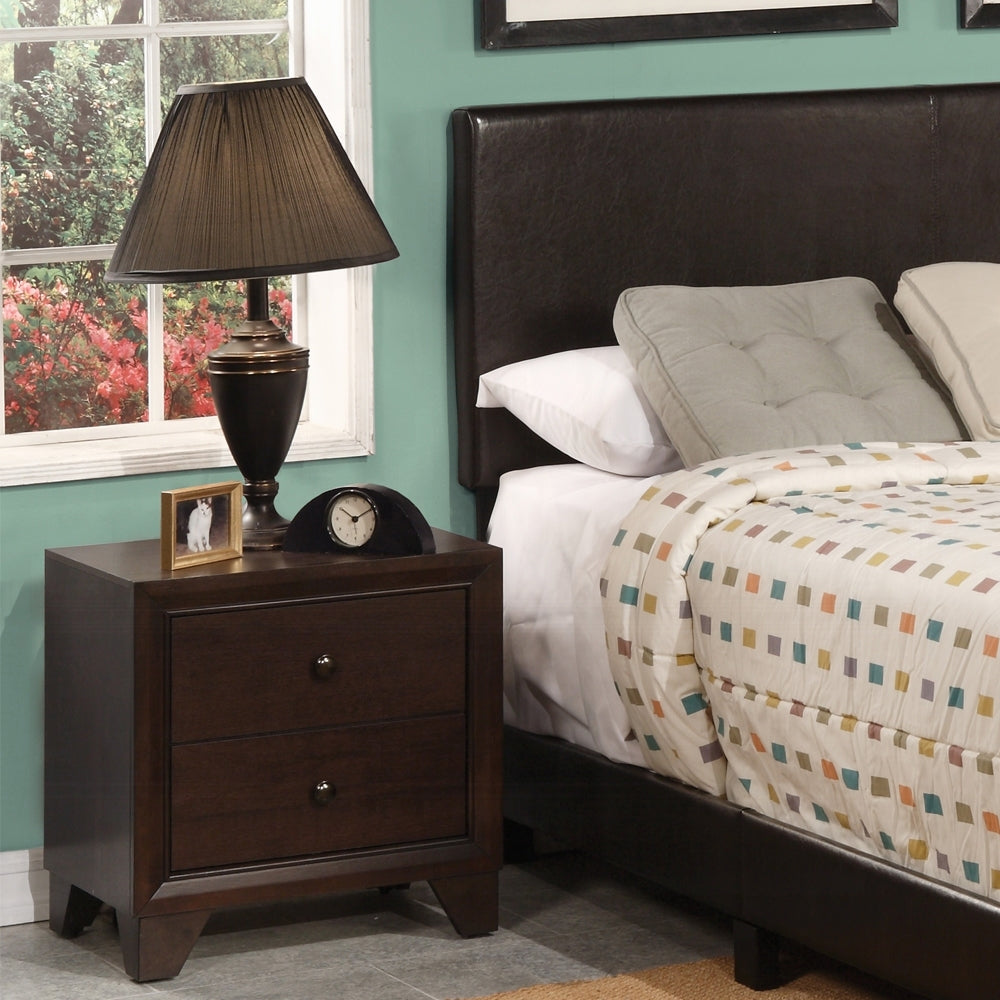 Espresso Finish 2-Drawers Nightstand Wooden Casual Bedroom Furniture 1pc