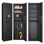 53' Fingerprint Touch Panel In-Wall Safe,Hidden Wall Gun Safe for Rifles with Adjustable Shelves,Assembled Storage Multifunctional Wall Safe for Firearm and Valuables (Black-Fingerprint)