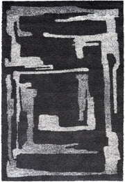 Freya Black, Charcoal, Chocolate, Gray, Ivory and White Polypropylene Area Rug