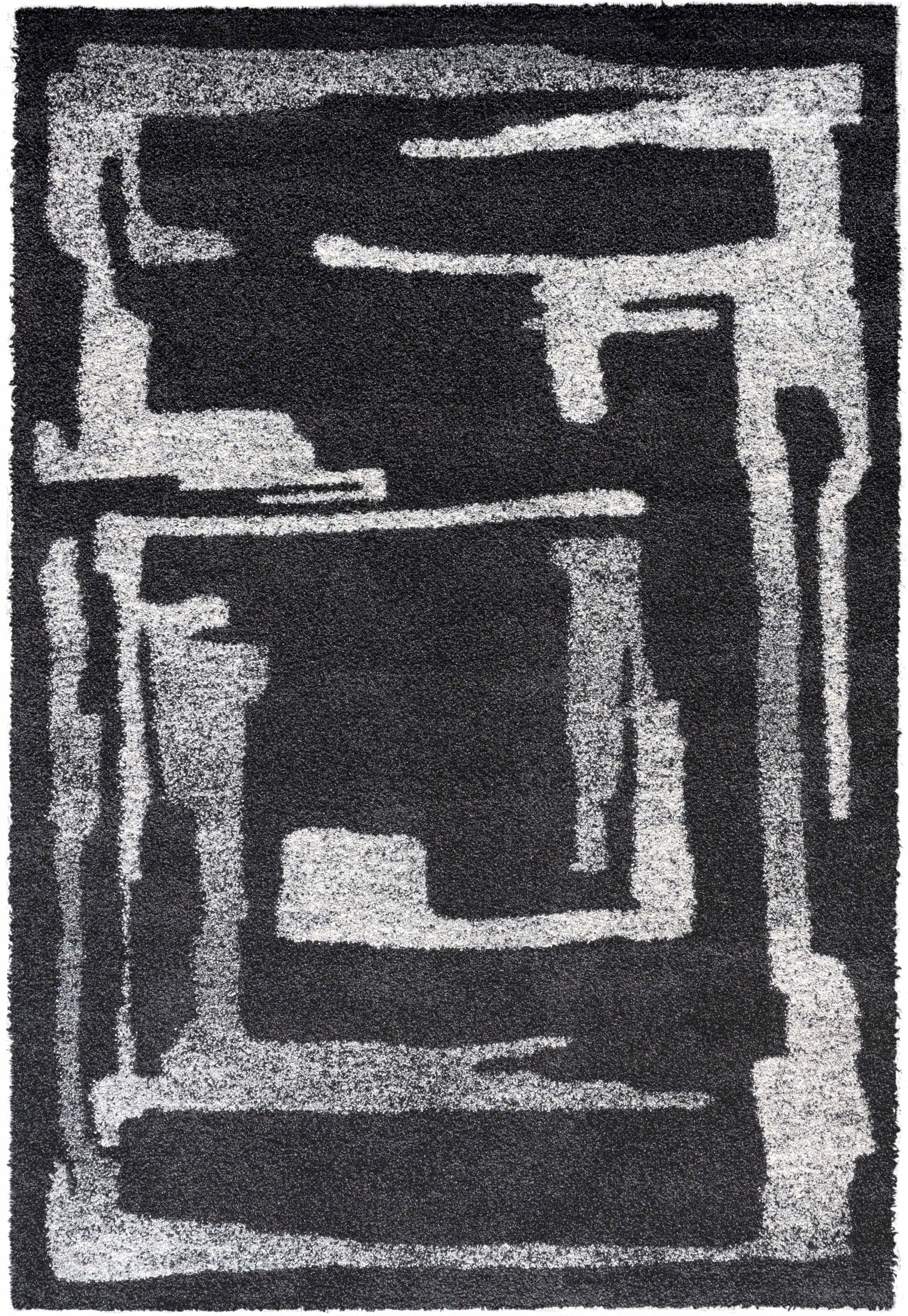 Freya Black, Charcoal, Chocolate, Gray, Ivory and White Polypropylene Area Rug