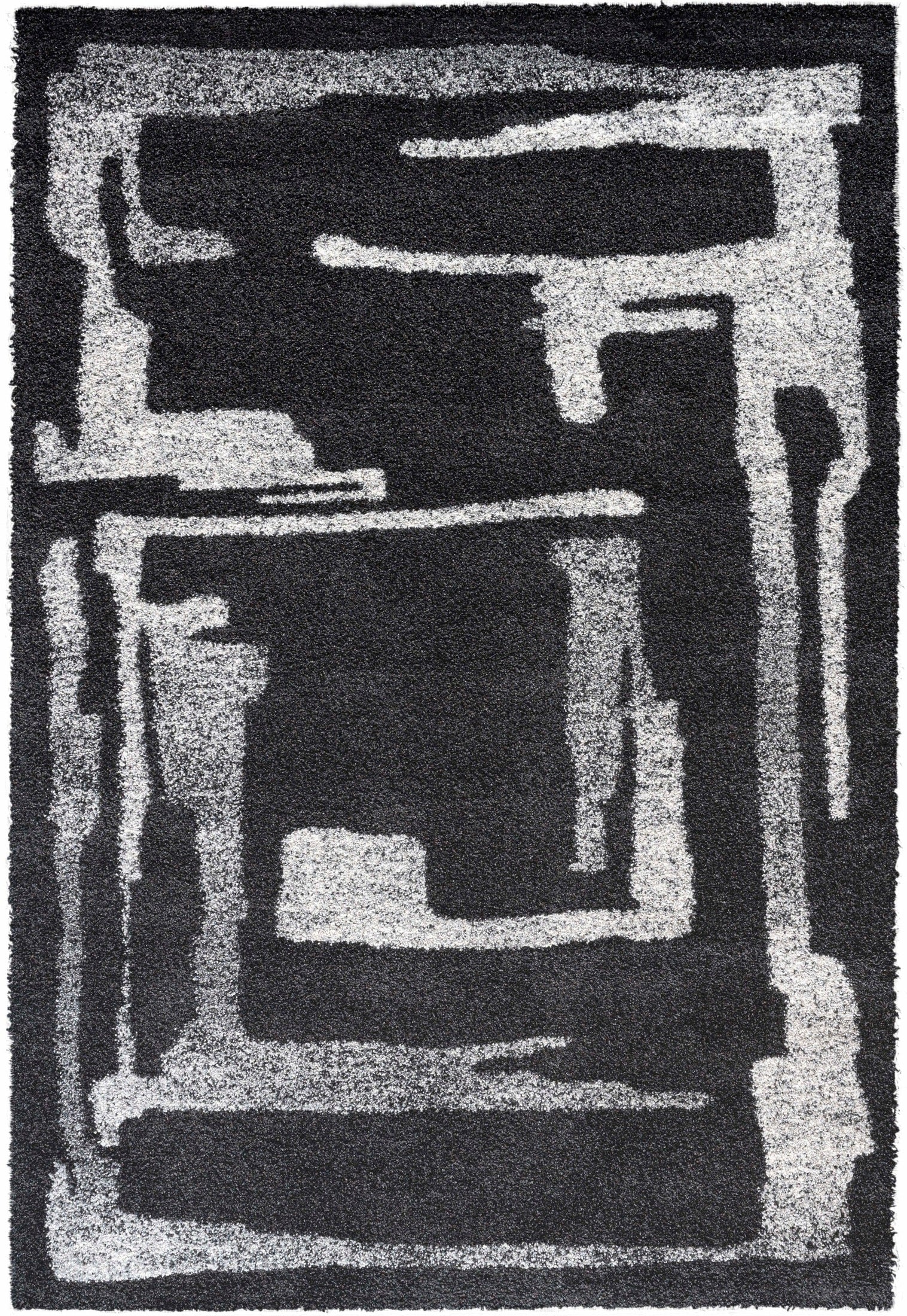 Freya Black, Charcoal, Chocolate, Gray, Ivory and White Polypropylene Area Rug