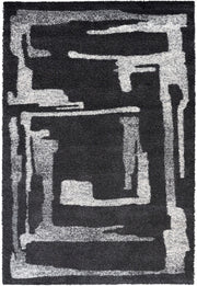 Freya Black, Charcoal, Chocolate, Gray, Ivory and White Polypropylene Area Rug