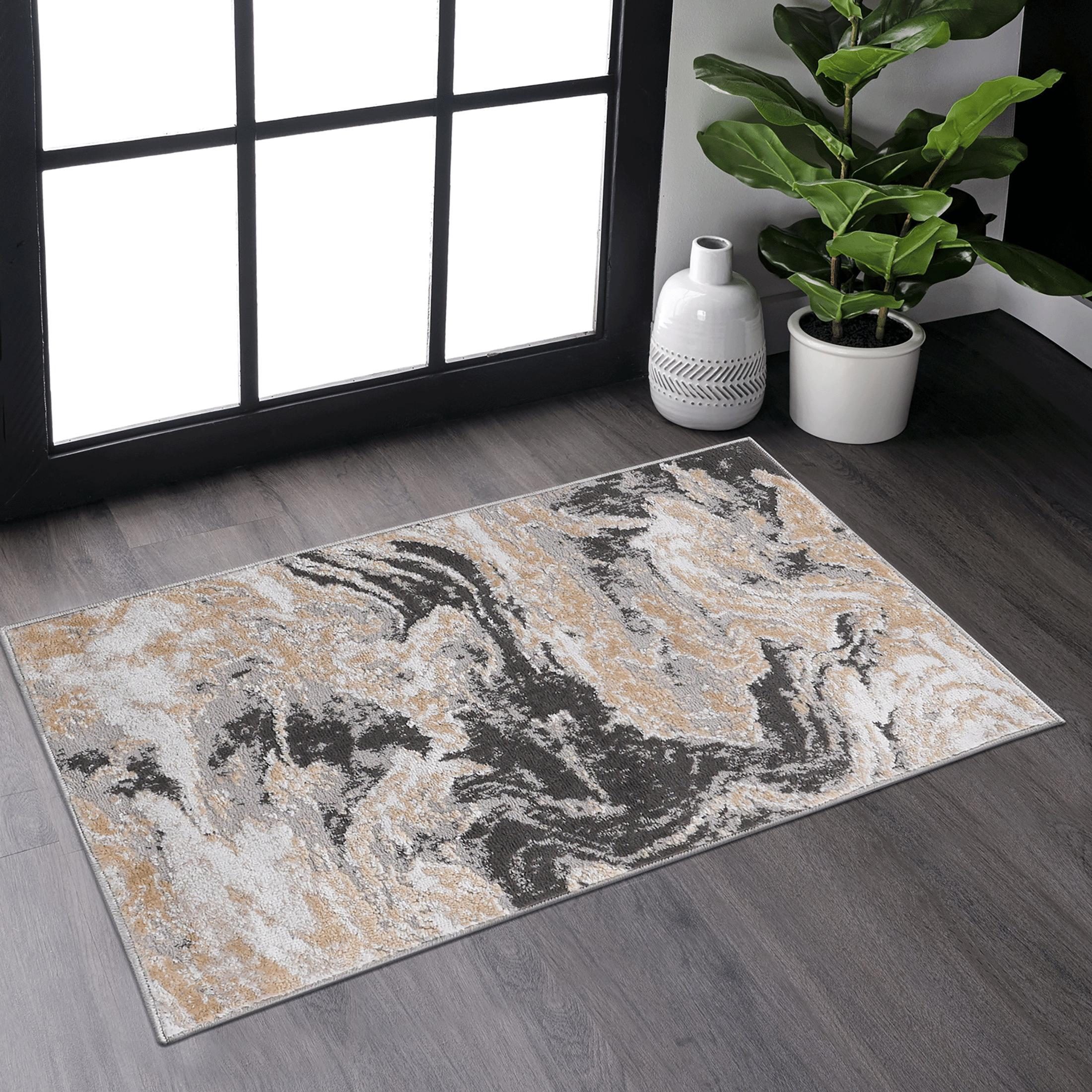 LOOM & LUXE Collection 2X3 Grey /Abstract Non-Shedding Living Room Bedroom Dining Home Office Stylish and Stain Resistant Area Rug