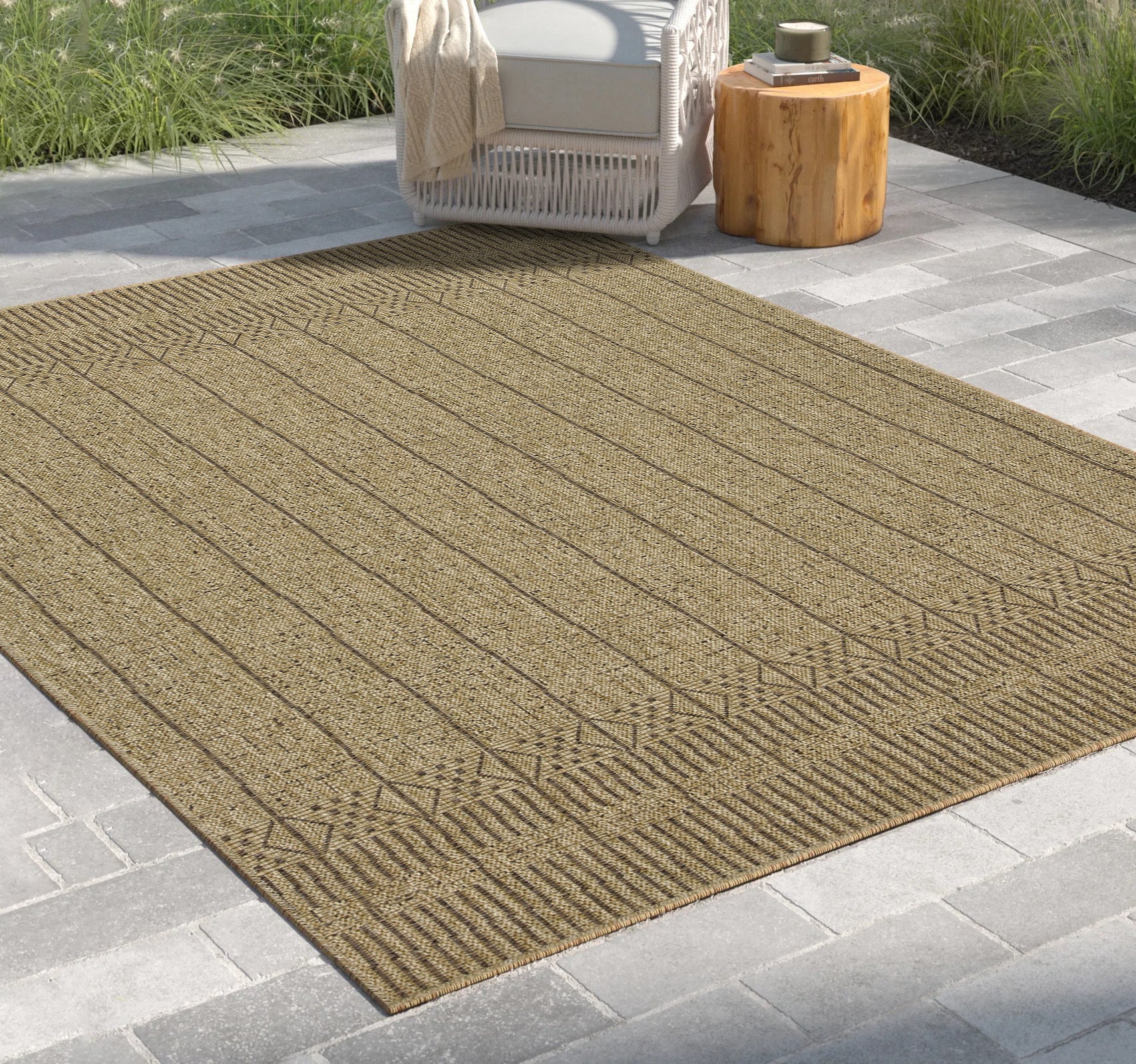 Earth GC_NTL1009 Jute/Mocha 7 ft. 10 in. x 10 ft. 3 in. Indoor/Outdoor Area Rug