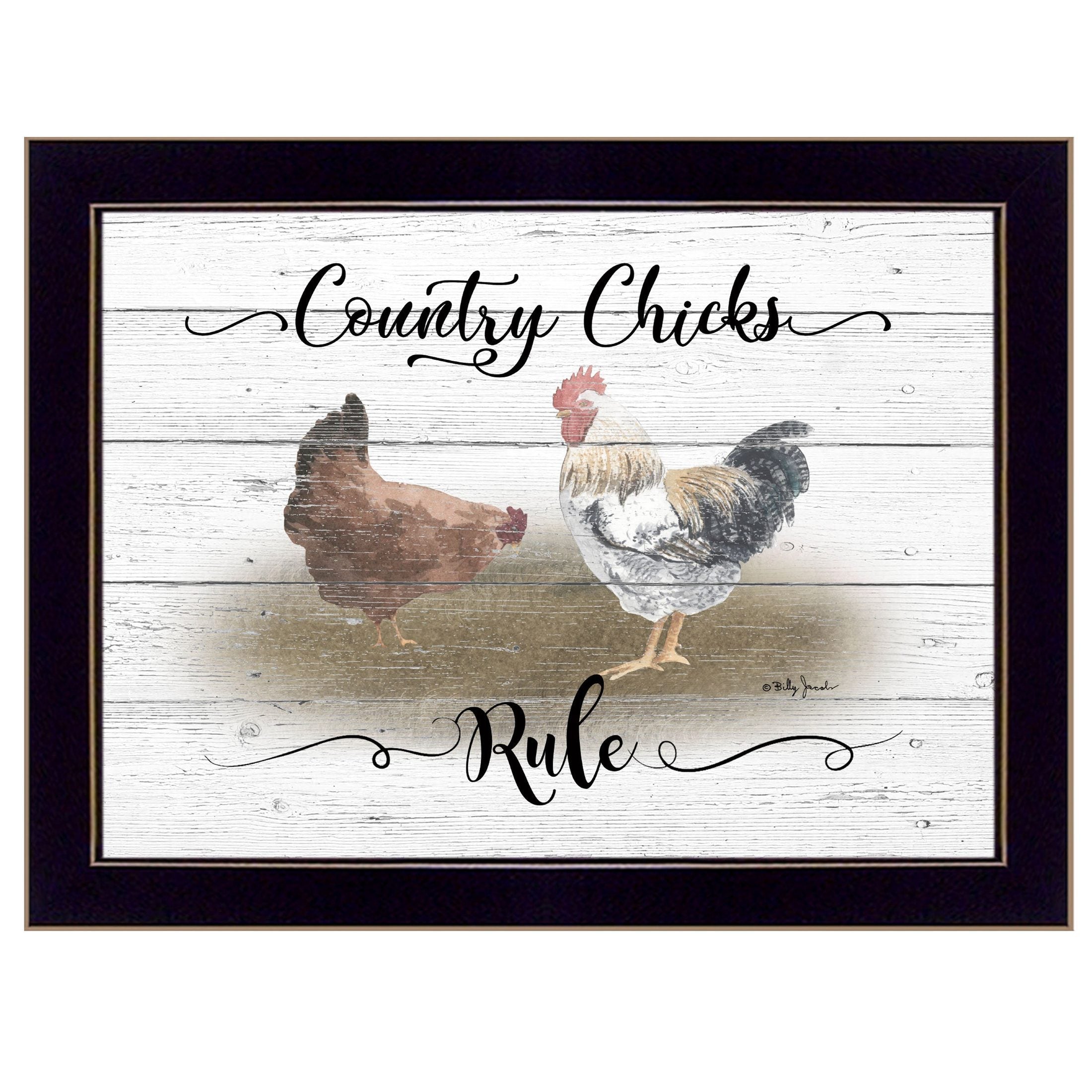 'Country Chicks Rule' By Billy Jacobs, Ready to Hang Framed Print, Black Frame