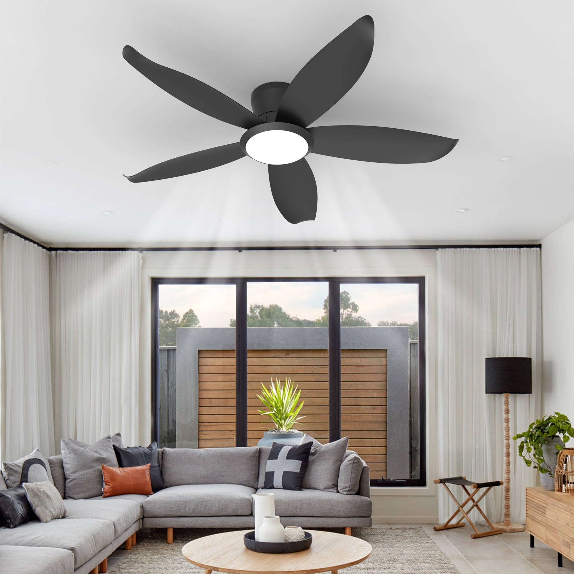 42-inch 5-blade high-airflow easy-install plug-in ABS blade ceiling fan light