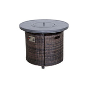Elegant Aluminum Propane Outdoor Fire Pit Table, Wicker & Stainless Steel, Espresso, 25' H x 32' W