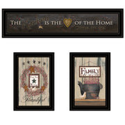 'The Primitive Kitchen vignette' 3-Piece By Trendy Decor 4U, Black Frame