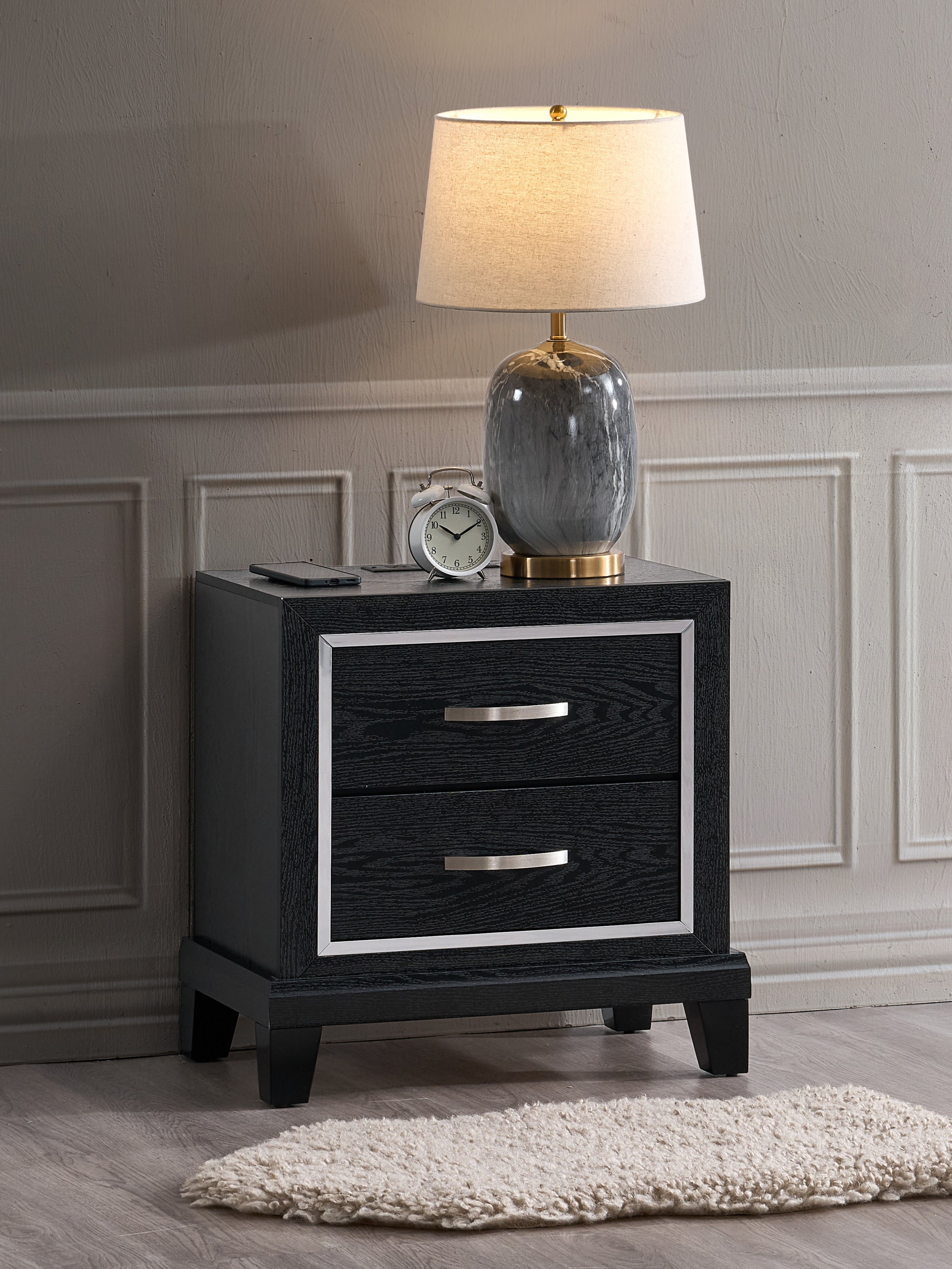 Livingston G02850-N  2 Drawer Nightstand with AC/USB Outlets