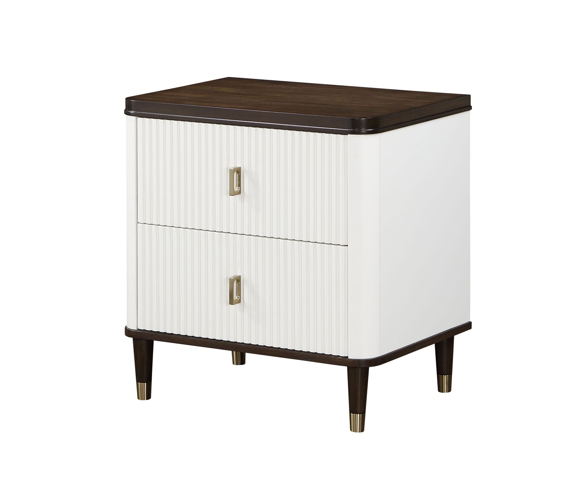Carena White & Walnut Finish Night Stand w/USB