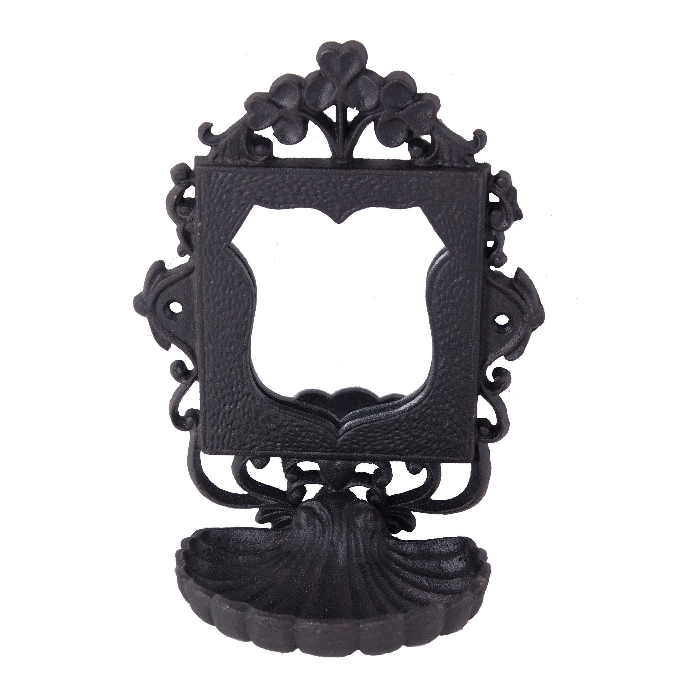 6.3x3.9x8.2' Black Cast Iron Soap Dishes with Mirror