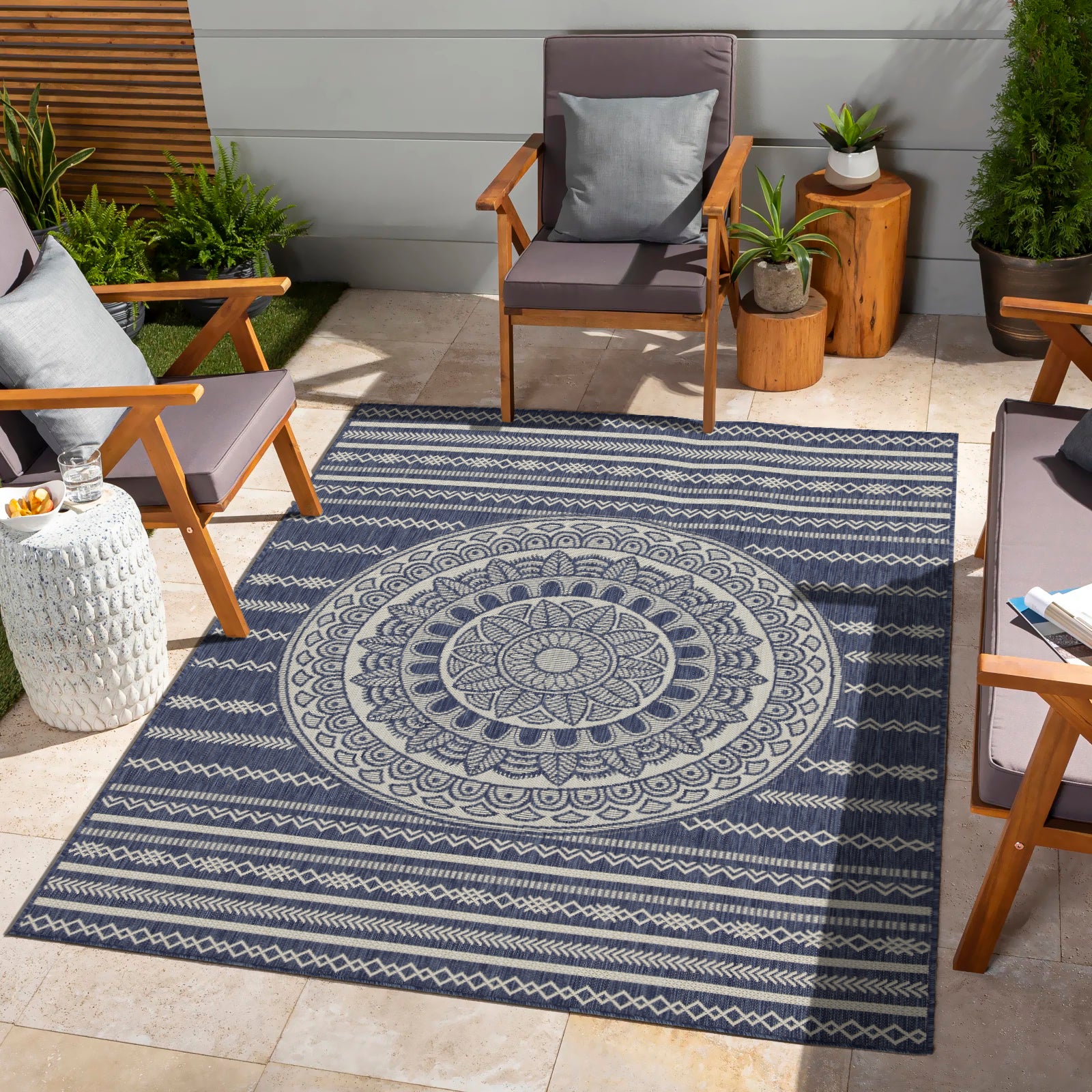 Sunshine GC_HAR2016 Blue 7 ft. 10 in. x 10 ft. 3 in. Indoor/Outdoor Area Rug