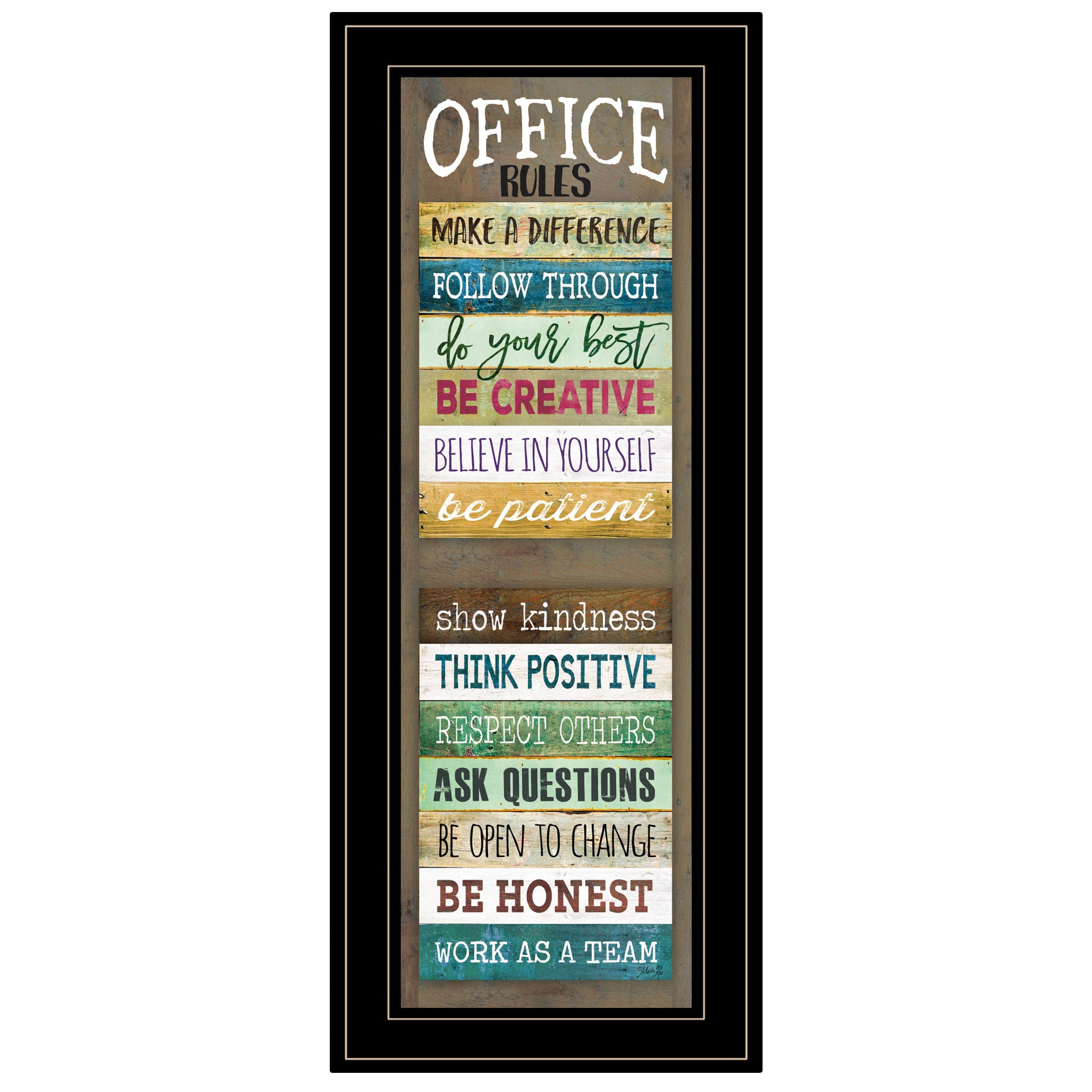 'Office Rules' By Marla Rae, Ready to Hang Framed Print, Black Frame