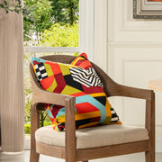 La Broderie 20' Square Embroidered Throw Pillow & Feather Down Insert, Colorpop Multicolored Embroidery