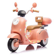 12V Kids Ride On Three-Wheel Electric Motorcycle,2WD,Cool Waterfall Light,Large Storage Space,Intimate Anti-slip & Backrest Design,Center Control W/Bluetooth,Music,USB,Power Display For Kids Aged 3-6.