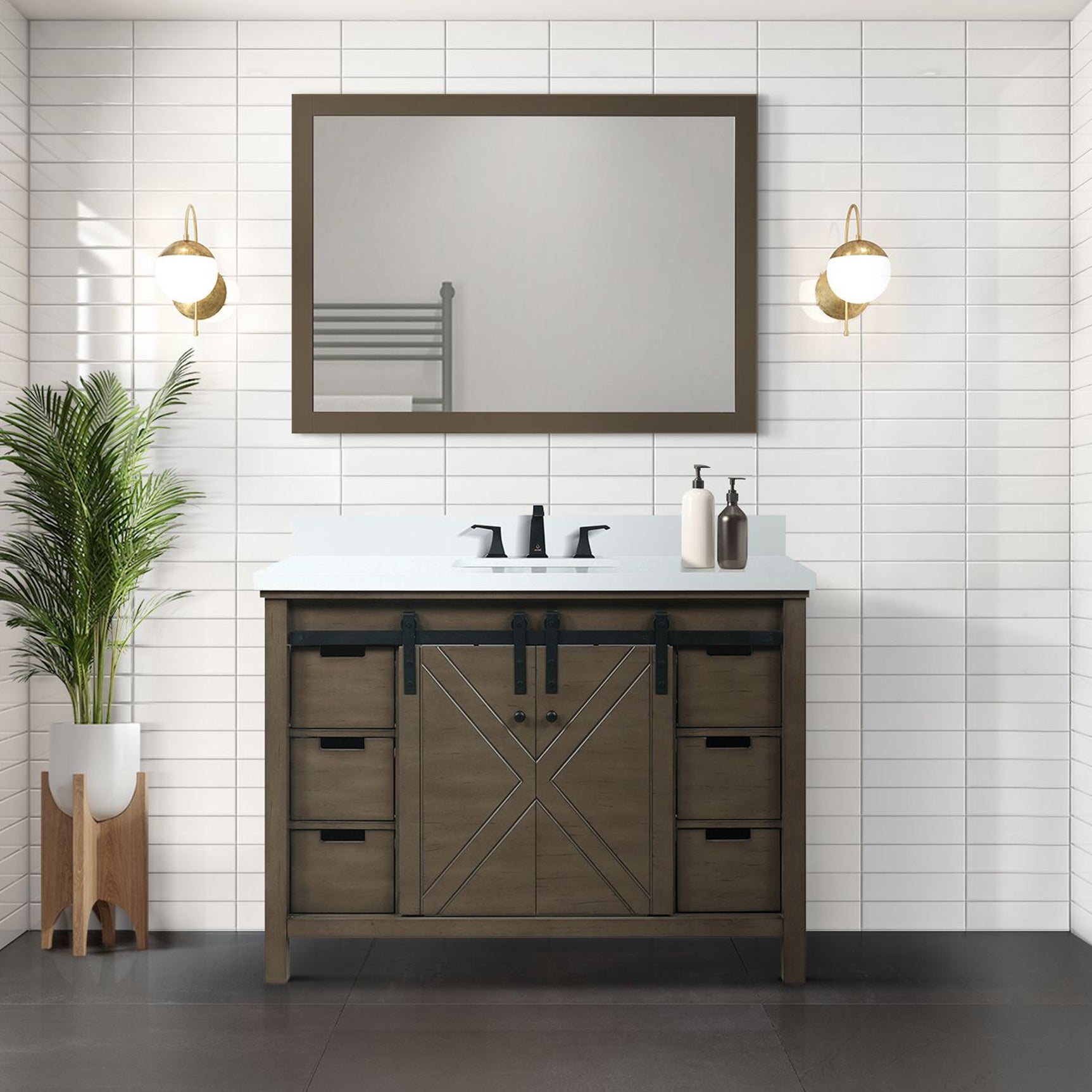 Rustic Brown Bath Vanity 48 in. W x 22 in. D