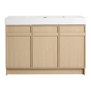 Modern 48' Freestanding Bathroom Vanity with White Resin Sink & Soft-Close Cabinet Doors in Oak Finish