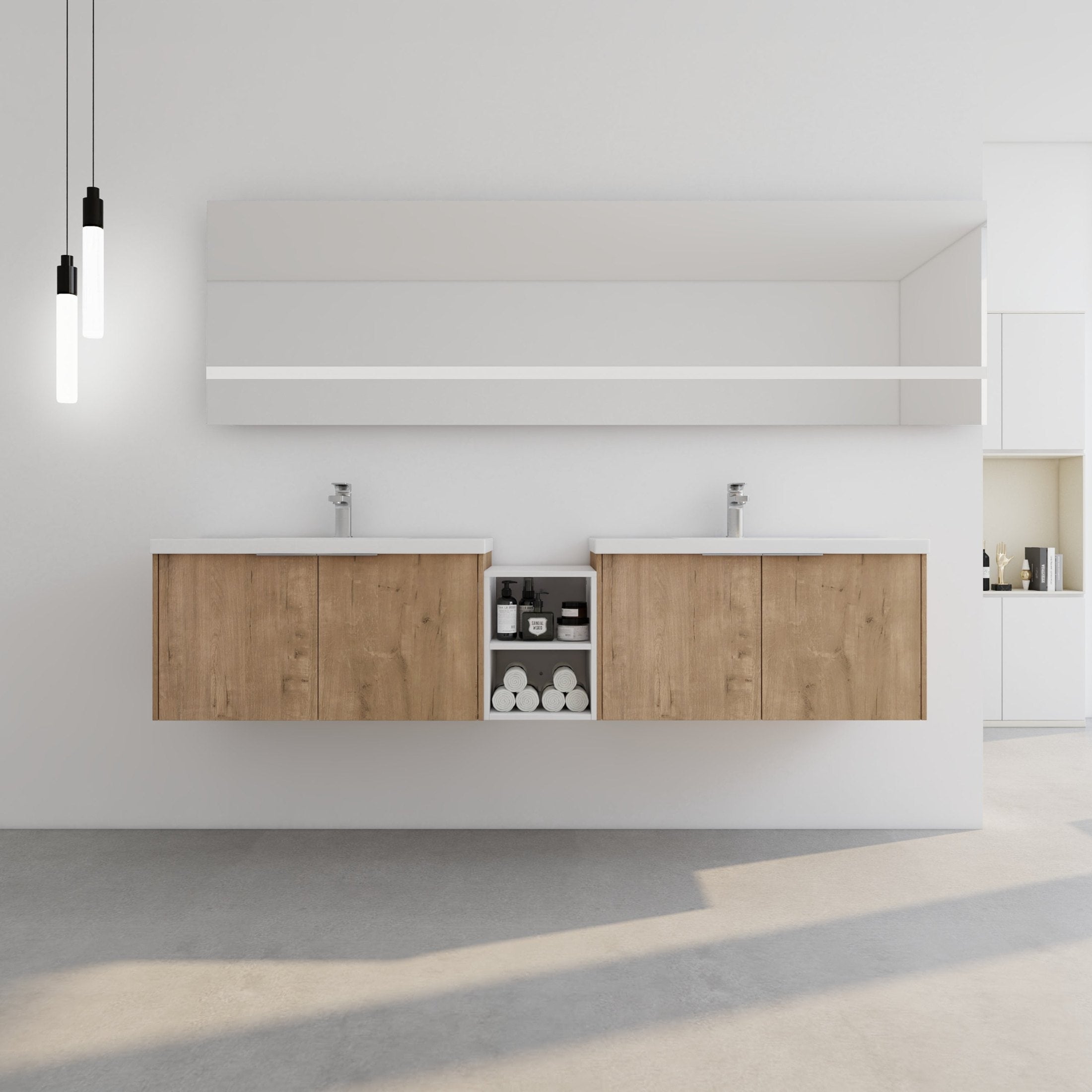 84 Inch Soft Close Doors Bathroom Vanity With Sink, A Small Storage Shelves, 36' and 12' Combination Cabinet,(KD-Packing)