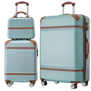 Lightweight Hardshell Luggage Sets 3 Pieces with TSA Lock, Green, 100% ABS, 20'+28' Spinner Suitcases and Cosmetic Case