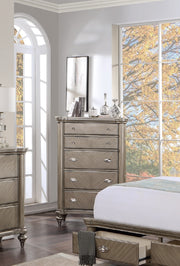 Luxury Classic Antique Silver / Champagne Finish 1pc Chest of Drawers Storage Space Bedroom Furniture