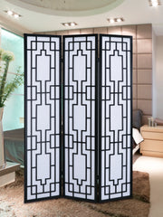 Sudoku 3 Panel Room Divider Screen, Black