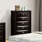Black Finish 5-Drawers Chest 1pc Oval Knob Handles Transitional Bedroom Furniture