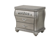 Destiny Traditional Style 3-Drawer Night stand With metal drawer pulls Made with Wood in Silver