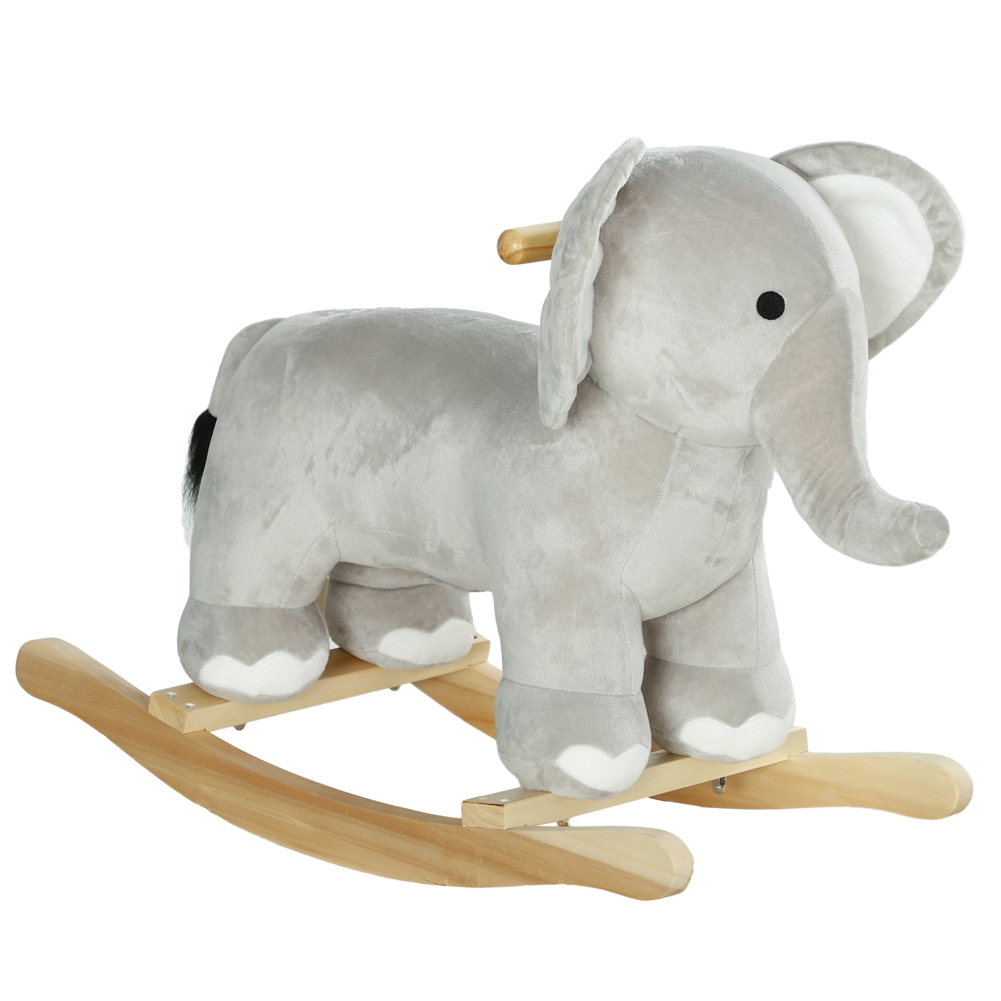 Qaba Rocking Horse, Kids Rocking Animal, Elephant Rocker with Realistic Sounds, Plush Ride on Toy for Years 2-4, Gray