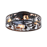 20' Caged Ceiling Fans with Remote, Bladeless Ceiling Fan 6 Speed Reversible with  Remote Control,Flush Mount Caged Ceiling Fan for Bedroom, Living Room--NOT Included Bulbs--Matte Black