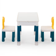 Multi functional rectangular block table - gray yellow (with DIY blocks)
