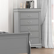 1pc Chest Transitional Style Bracket Legs Hanging Drawers Pull English Dovetail Drawers Dust Proof Case Gray Finish Bedroom Furniture