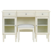 Multi-Functional 2-in-1 Vanity Desk with Flip-Top Mirror, White Oak, MDF Material, 46.5-Inch
