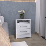 Nightstand 23.6' H, with 2 Drawers and 1 Shelf, White