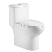 Modern Gloss White One-Piece Toilet with Dual Flush and Rimless Bowl, ADA Height 17 Inch
