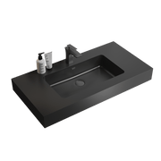 BB02-36-109, Integrated engineered quartz basin WITHOUT drain and faucet, matte black color