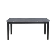 VHONG Transitional Style Dining Table with Clipped Corner Edges in Dark Gray MDF and Rubberwood