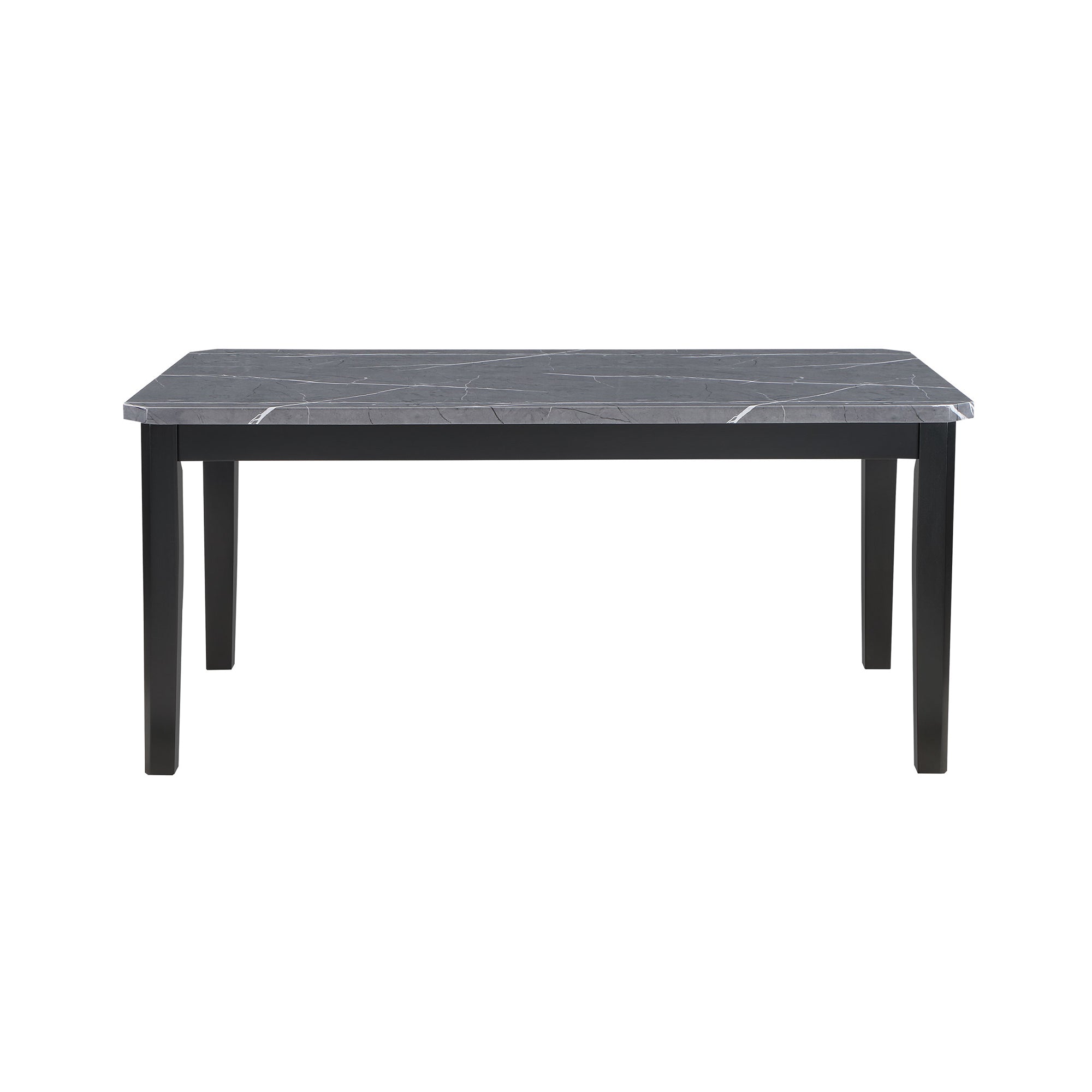VHONG Transitional Style Dining Table with Clipped Corner Edges in Dark Gray MDF and Rubberwood