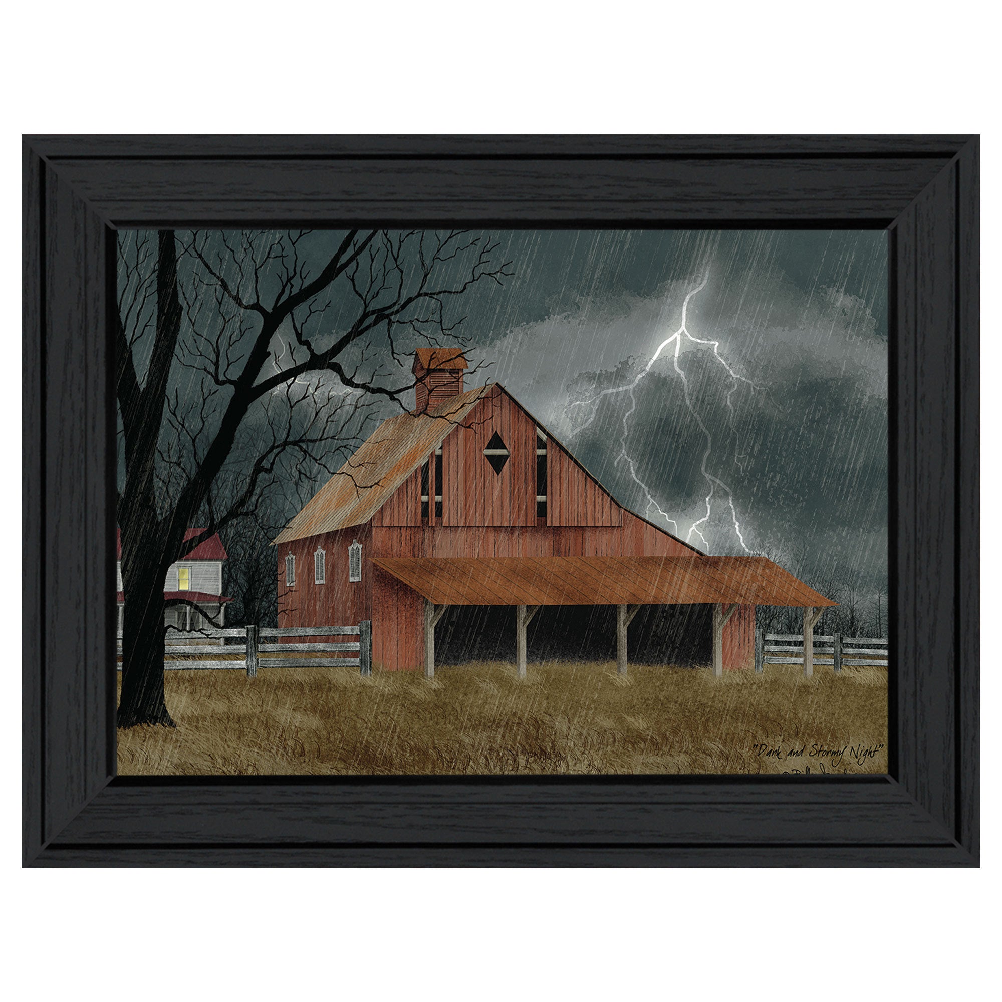 'Dark and Stormy Night' By Billy Jacobs, Ready to Hang Framed Print, Black Frame