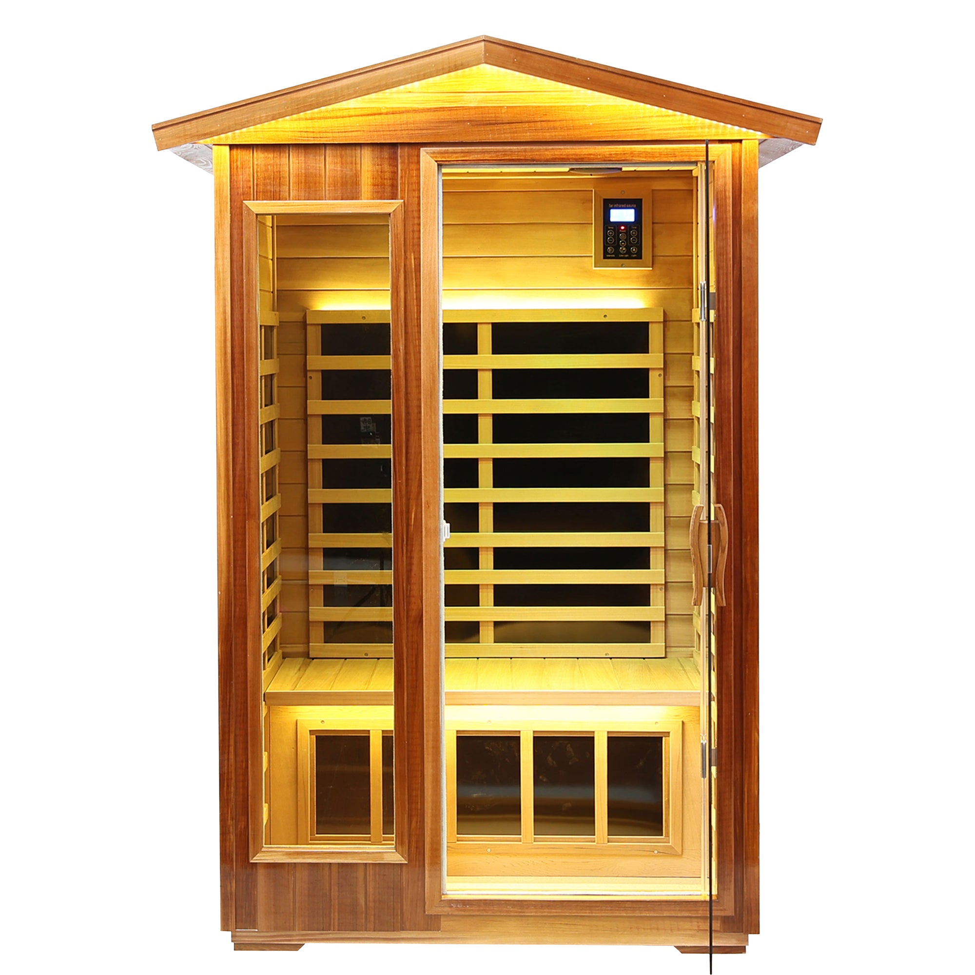 Two-person far-infrared outdoor sauna