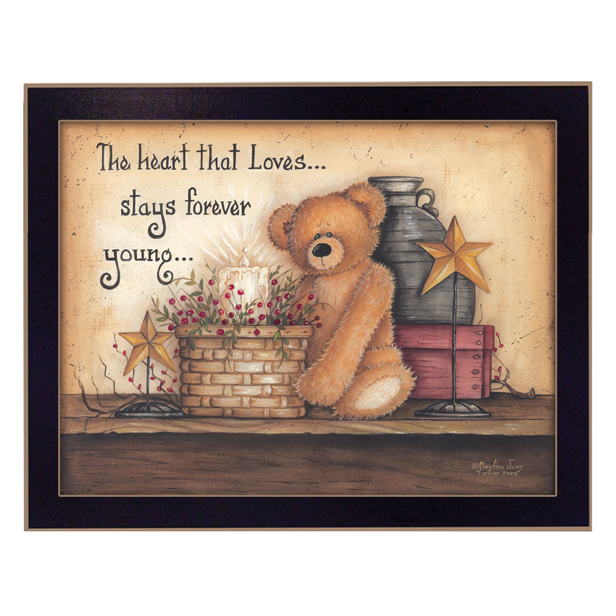 'Forever Young' By Mary June, Printed Wall Art, Ready To Hang Framed Poster, Black Frame