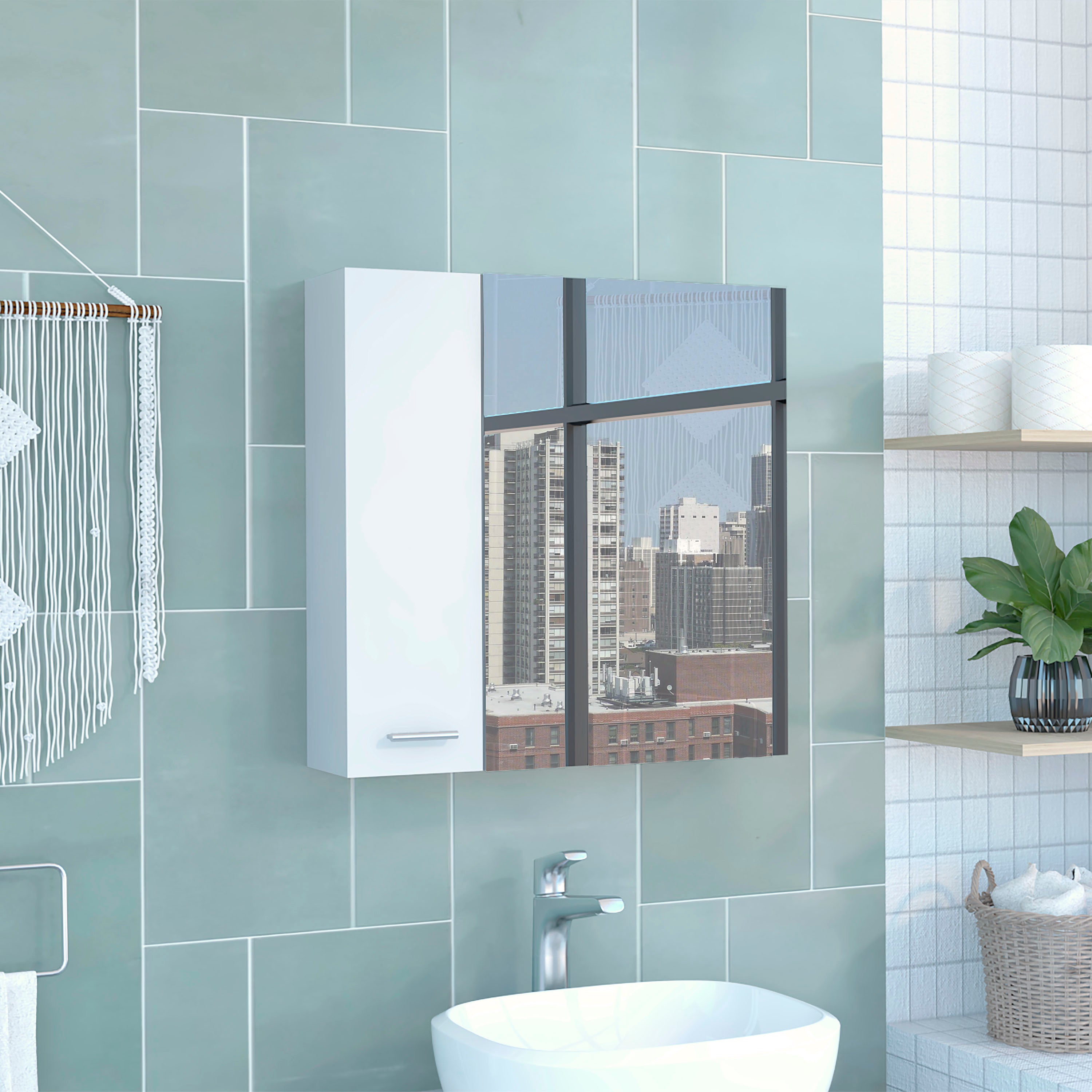 Medicine 23H' Double Door Cabinet,Four Interior Shelves, White