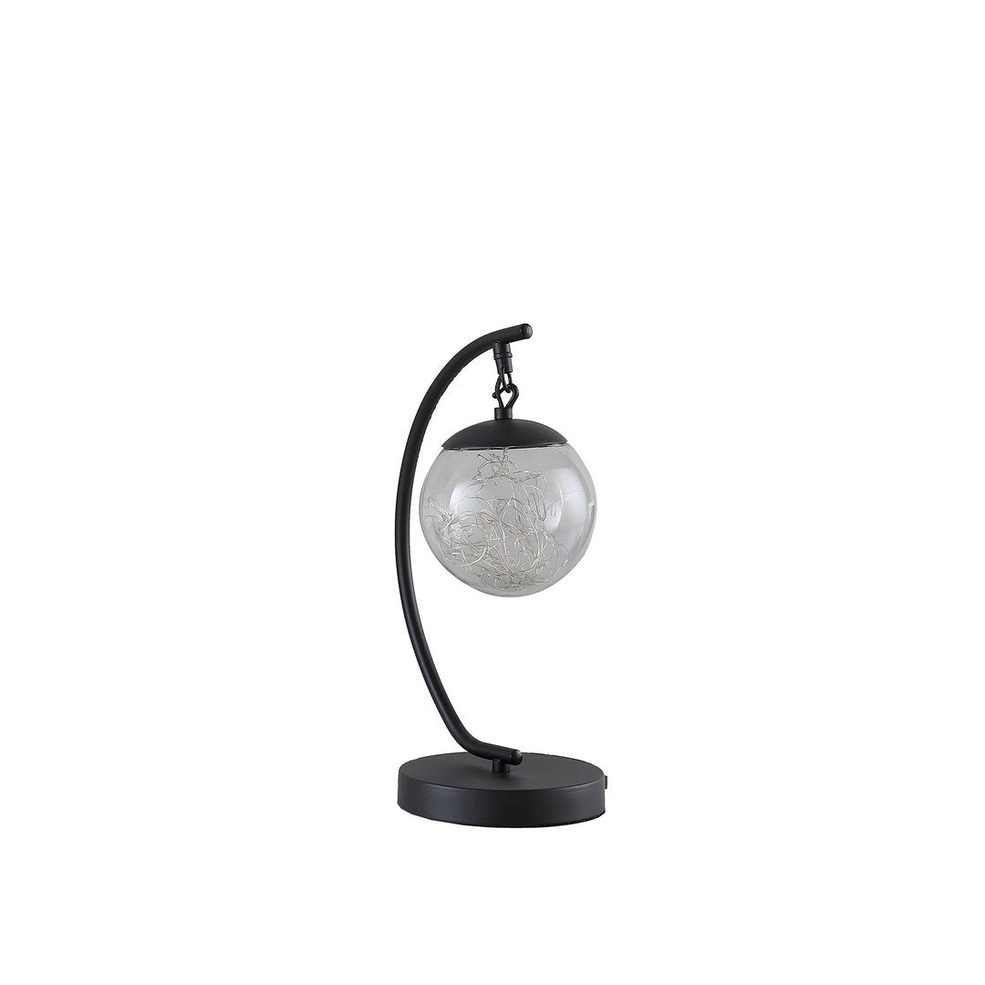 14' In Pendulum Multi-Colored Led Glass Orb Black Metal Table Lamp W/ Usb Port