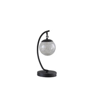 14' In Pendulum Multi-Colored Led Glass Orb Black Metal Table Lamp W/ Usb Port